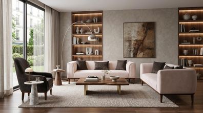 Grau-beiges Sofa-Set Sofas modern Stoffsofas Wohnzimmermöbel