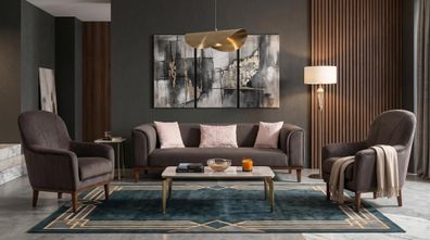 Graues Sofa-Set Sofas Stoffsofas modern Design Wohnzimmer
