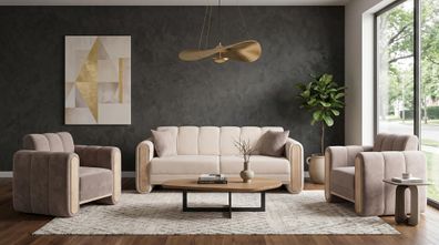 Beiges Sofa-Set Sofas Stoffsofas Design Sofas modern Premium
