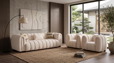 Beiges Wohnzimmer-Set Sofas modern Sofagarnitur Designermöbel