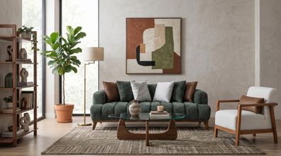 Grün Wohnzimmer-Set Sofas Stoffsofas und Sessel Premium