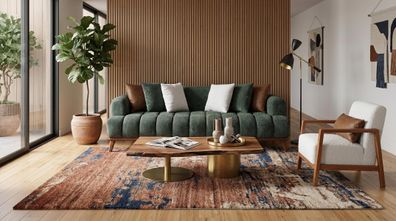 Grün-weißes Wohnzimmer-Set Sofas Sofagarnitur modern Premium
