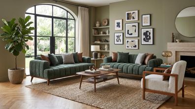 Stilvolles grün-weißes Wohnzimmer-Set Sofas Stoffsofas modern