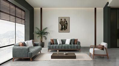 Grün-weißes Wohnzimmer-Set Sofas Sofagarnitur modern Premium