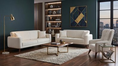 Luxuriöses weißes Sofageset Sofas Stoffsofas Wohnzimmergarnitur