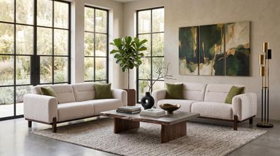 Beiges Sofa-Set 2-Sitzer-Sofas Stoffsofas Wohnzimmer modern
