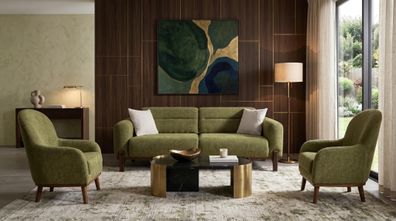 Grünes Wohnzimmer-Set Sofas Stoffsofas Sessel Design