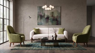 Beige-grünes modernes Wohnzimmer-Set Sofas Sessel Stoffsofas
