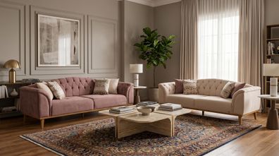 Braun-beiges Wohnzimmer-Set Sofas Stoffsofas Designer-Sofas