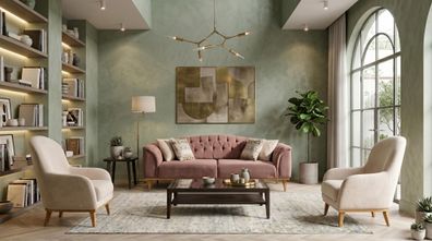 Beige Wohnzimmer-Set Sofas Stoffsofas Sessel Design