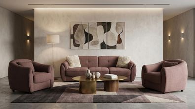 Modernes braunes Wohnzimmer-Set Sofas Sofagarnitur Stoffsofas