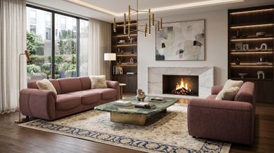 Braunes Wohnzimmer-Set Sofas Stoffsofas Sofagarnitur modern