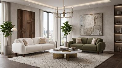 Beige-Khaki Wohnzimmer-Set Sofas Stoffsofas Designermöbel