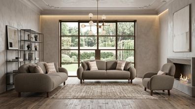 Braunes Wohnzimmer-Set Sofas moderner Stil Stoffsofas Sessel