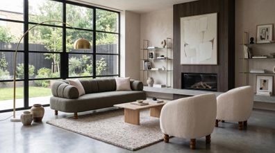 Luxuriöses Beige-grünes Wohnzimmer-Set Sofas Stoffsofa Sessel