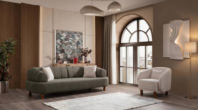 Beiges Wohnzimmer-Set Sofas modernes Stoffsofa Sessel Designer