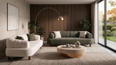 Beige-grünes Wohnzimmer-Set Sofas Stoffsofas Designer modern
