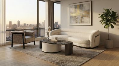 Wohnzimmer Set 3-sitzer Couchtisch Modern Komfortabel Robust Stabil