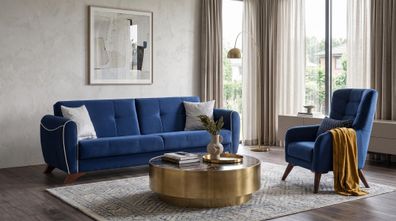 Blaues Wohnzimmer-Set Sofas Stoffsofas moderner Stil hohe Qualität