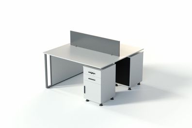 Schreibtisch ohne Schubladen Weiß Modern Tisch mit Metallgestell