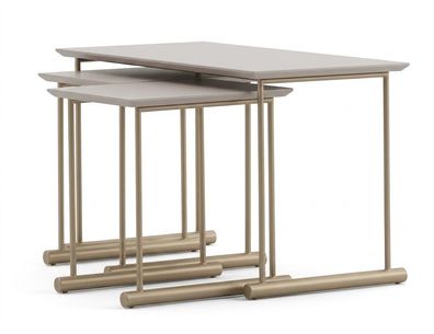 Couchtisch Set Beige MDF Edelstahl Modern Verschachtelbar Einfarbig Design