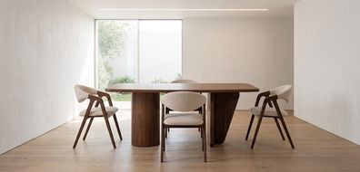Esszimmer Set Esstisch 4 Stühle Braun Holz Textil Modern Einfarbig