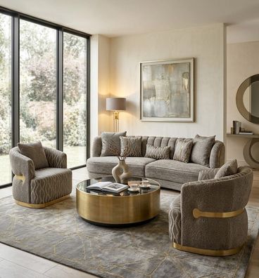 Komfortables Wohnzimmer-Set mit 4 + 1 + 1-Sitzer für gemütliche Räume