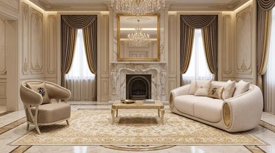 Sofa set Sofa Sessel Beige Modern Stil Wohnzimmer Elegant
