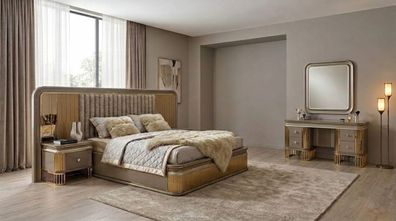 Modernes Schlafzimmer-Set mit Bett Schminktisch und Spiegel