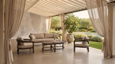 Beige Wohnlandschaft Set 3-Sitzer 2 Sessel Couchtisch Modern Komfort