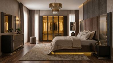 Komplettes Schlafzimmer-Set mit Bett, Schrank, Schminktisch & Spiegel