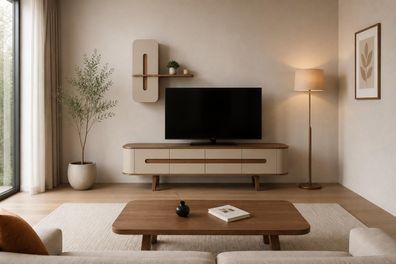 Hochwertiges Wohnzimmer-Set mit TV-Wohnwand und Couchtisch