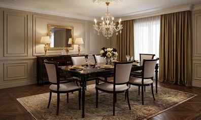 Esszimmer set Esstisch 6x Stühle Braun Hochwertig Elegant