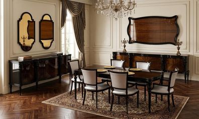 Esszimmer set Esstisch 6x Stühle Wohnwand Sideboard Braun