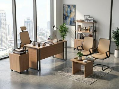 Büro set Blau Weiß Robust Metallgestell Modern Minimalistisch