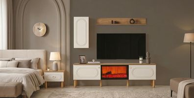 TV Lowboard Wandschrank Wandregal Stil modern beige geräumig