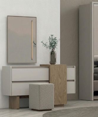 Moderner Weißer Schminktisch Holz Hocker Schlafzimmer Luxus Design Set