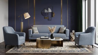 Stilvolles graues Sofaset 3 + 1 + 1-Sitzer-Sofas modern Wohnzimmer Designersofas