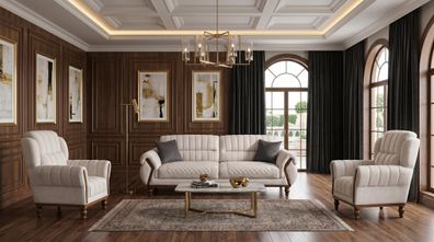 Beiges Sofa-Set 2 + 1 + 1-Sitzer-Sofas Stoffsofas Design-Sofas hohe Qualität