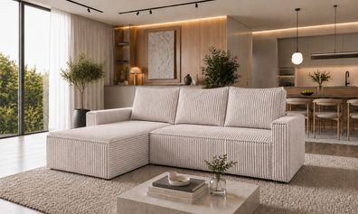 Ecksofa EMMA 230 cm Schlaffunktion mit Bettkasten POSO sofa Bonellfedern