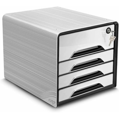 cep Schubladenbox Smoove Secure schwarz/weiß DIN A4 mit 4 Schubladen