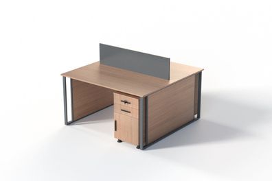 Schreibtisch ohne Schubladen Beige Modern Tisch mit Metallgestell