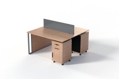 Schreibtisch ohne Schubladen Beige Modern Tisch mit Metallgestell
