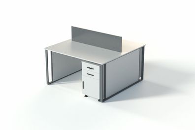 Schreibtisch ohne Schubladen Weiß Modern Tisch mit Metallgestell