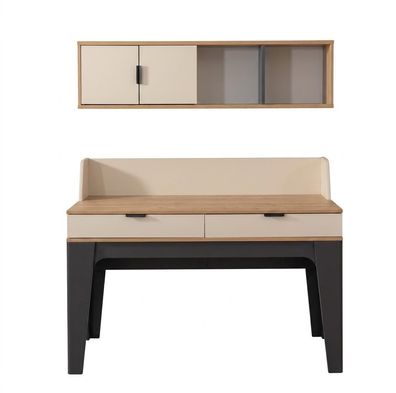 Beiger Schreibtisch Tisch mit Regal Jugendzimmer modern Lerntisch Schlafzimmer