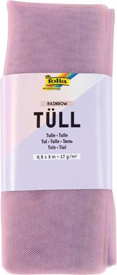 folia 8077 - Tüllstoff in Regenbogen, ca. 50 x 300 cm, Tüll zum Basteln, 17 g/m², han