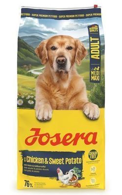 Josera Adult Chicken Sweet Potato 12,5kg Hunde Futter Getreidefrei Aktive Gelenke