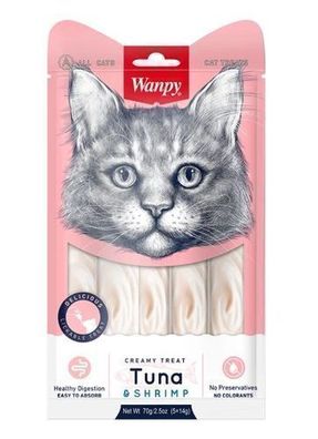 WANPY für Katzen Creamy Treat TUNA & SHRIMP 70 g Thunfisch und Garnelen