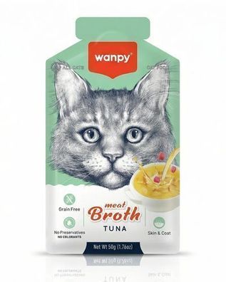 WANPY für Katzen „Meat Broth Tuna“ 50 g Thunfischbrühe