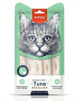 WANPY für Katzen Creamy Treat TUNA & Scallop 70 g Thunfisch und Jakobsmuscheln